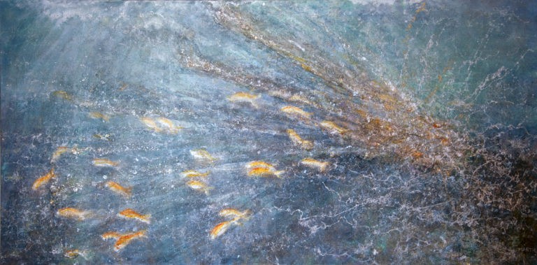 140 x 70, "Goldene Fische"